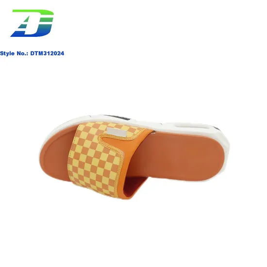 Checkerboard Pattern Minimalist PU Upper Casual Men's Slippers Outdoor Beach Sandal
