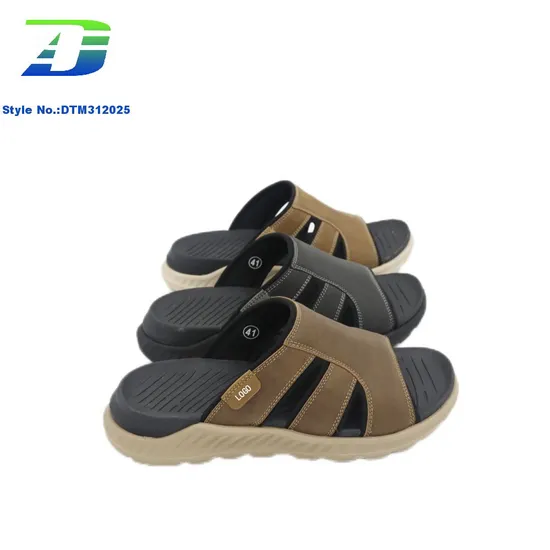 Summer Modern Stylish Men's Comfortable Leather Upper Outdoor Slippers Casual Flat Sandal