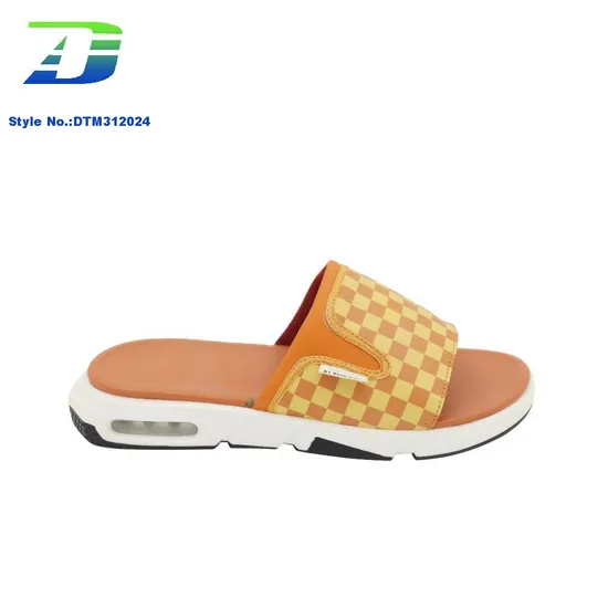 Checkerboard Pattern Minimalist PU Upper Casual Men's Slippers Outdoor Beach Sandal