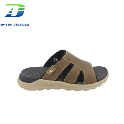 Summer Modern Stylish Men's Comfortable Leather Upper Outdoor Slippers Casual Flat Sandal