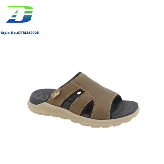 Summer Modern Stylish Men's Comfortable Leather Upper Outdoor Slippers Casual Flat Sandal