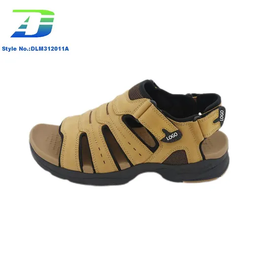 Men's Genuine Leather Upper Shoes Anti Slip Wear Resistant Comfortable Breathable Outdoor Sandal for Summer
