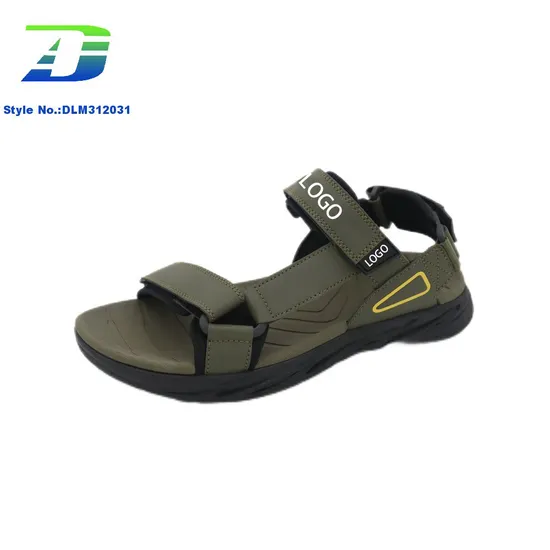 Customized Logo Men's Flat Flat Comfortable Walking Shoes Casual Sandals Finished Upper